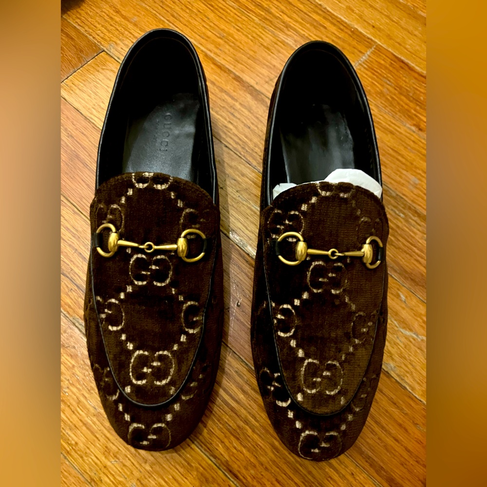 Gucci Brown Velvet Princeton Loafers